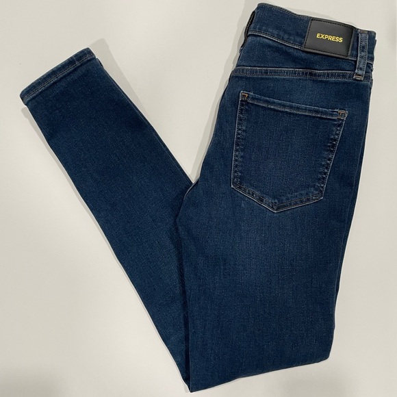 Express Mid Rise Distressed Skinny Jeans - Picture 2 of 13